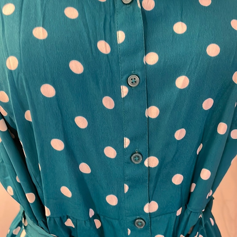 Motherhood Maternity short sleeve button down Polka dot dress with tie i… - Picture 3 of 8